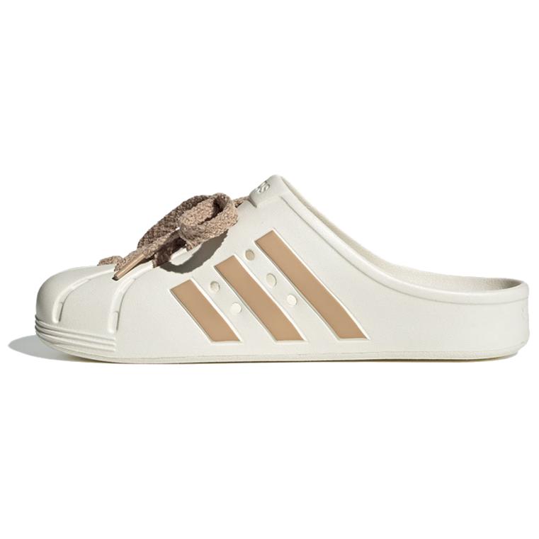 New Adidas ADILETTE CLOGS Composite Sole Abrasion Resistant Slip Resistant Closed Toe Slippers Unisex White Brown JQ2117