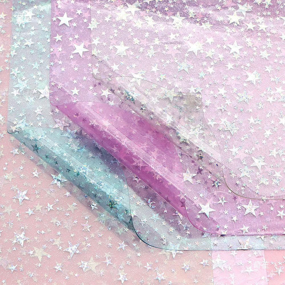 Iridescent Glitter Star Laser PVC Film - 0.5MM for Handbags, Backpacks, Shoes & Decorative Material