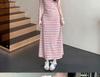 2026 Elegant Slimming French Rainbow Stripe Long Dress