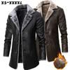 Herren Winter Lederjacke Herren Mode Winterjacke Herren Wintermäntel für Herren Herren PU Leder Pelzjacke Mantel Fell Warm Lang Business Casual Jacke