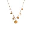 Stainless Steel Exaggerated Beach Shell Pearl Coral Fish Necklace Furnace Vacuum Plating 18K Gold Color Retention