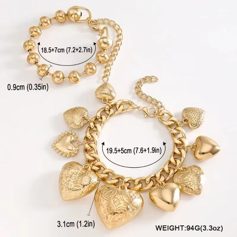 Retro Gold color Heart-shaped Tassel Pendant Bracelet for Women Trendy Charms Ladies Collar Accessories Fashion Jewelry