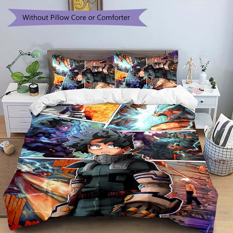 deku 3pcs Bedding Set Duvet Cover Closure Includes 1 Duvet Cover & 2 Pillowcases for All Seasons Bedroom Home Dorm Decor