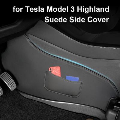 For Tesla Model 3 Highland 2024 Center Consolet Side Protector Cover Rear Seat Side Air Outlet Leather Protection Anti-kick Pad