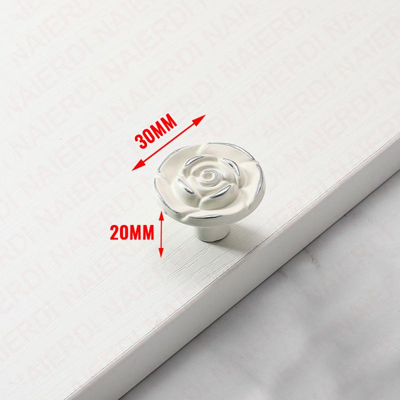 NAIERDI White Rose Flower Kitchen Cabinet Handles European Zinc Alloy Bronze Door Handles Drawer Knobs Furniture Hardware