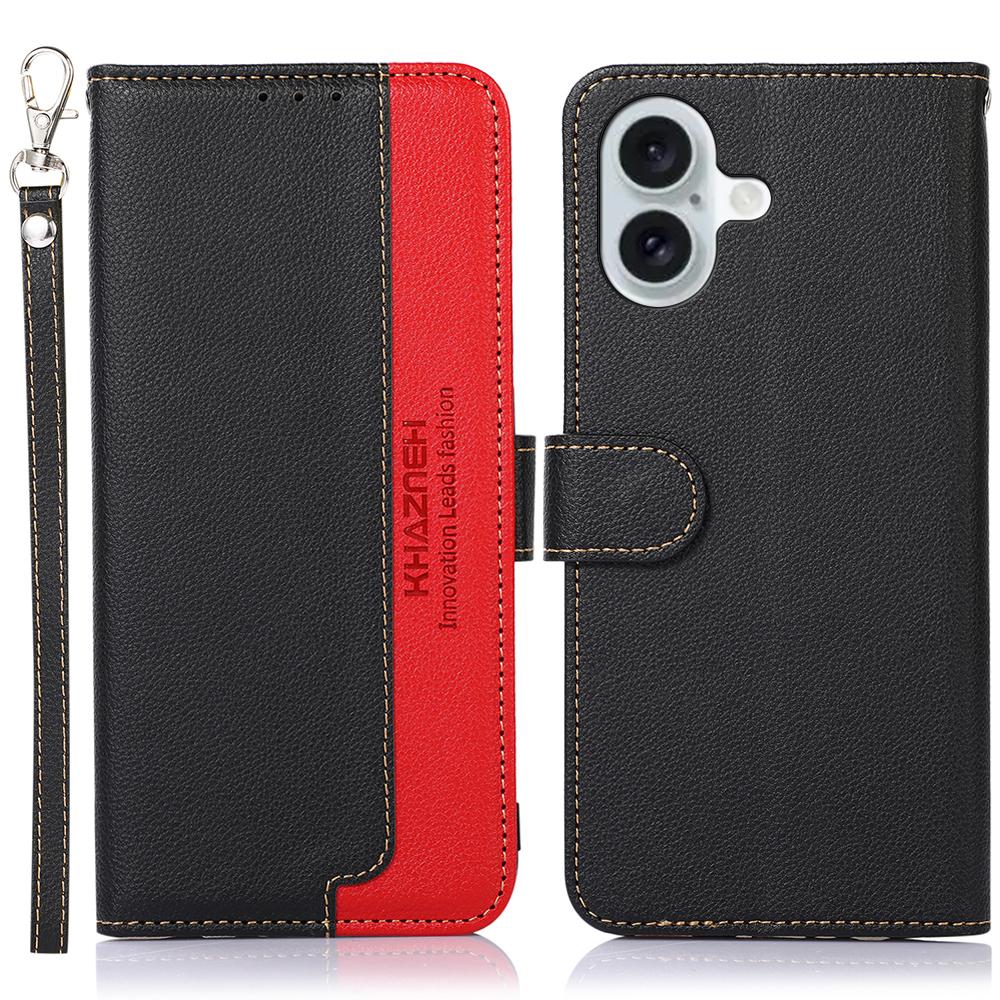 KHAZNEH For iPhone 16 Case RFID Blocking Wallet Leather Folio Flip Phone Cover