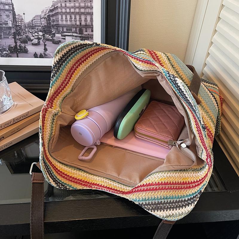 Urlaub am Meer Strohtasche Große Kapazität Umhängetasche Strandtasche