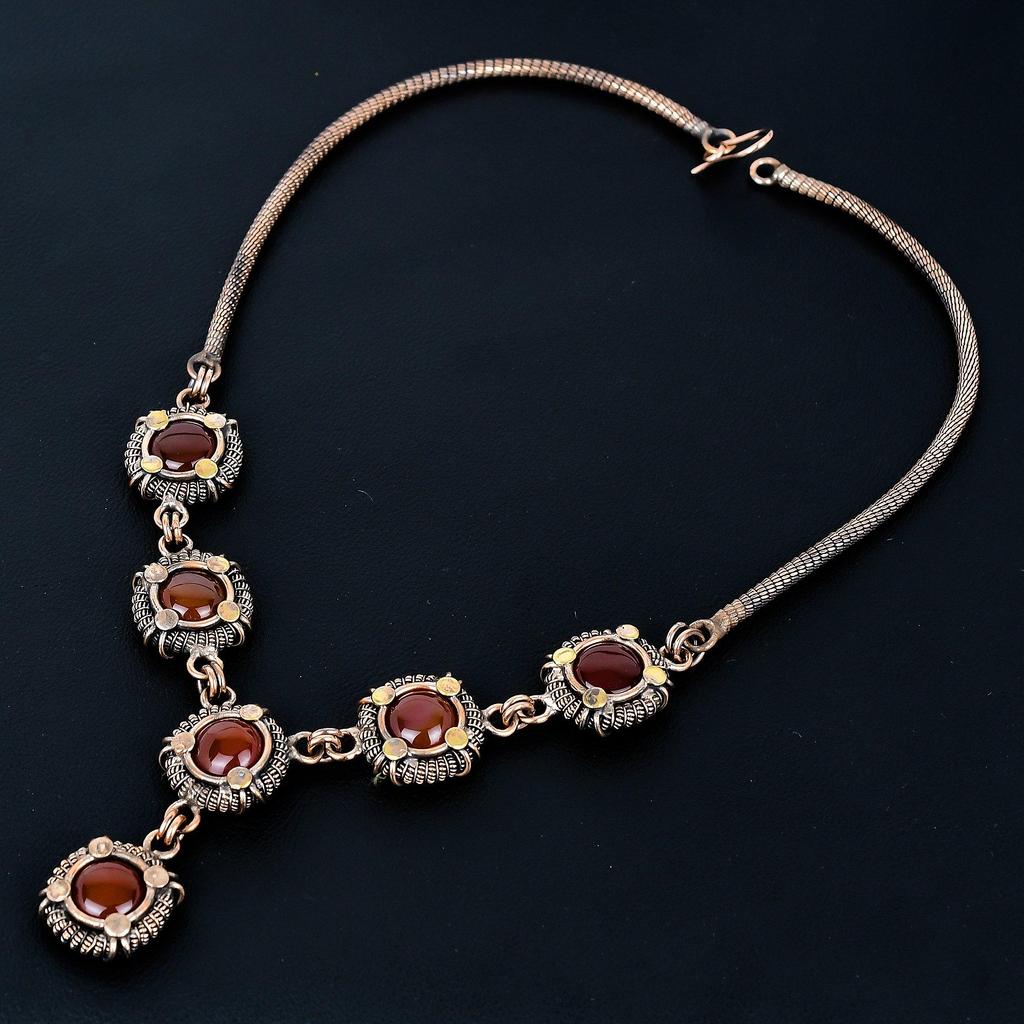 Carnelian Necklace, 999 Copper Wire Wrapped Adjustable Chain Necklace. Gift For Women Handmade Necklace Gemstone Jewelry