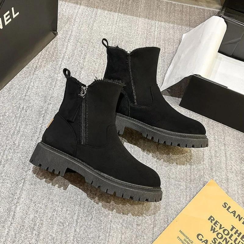 Móda 2024 Podzim Zima Nové Tkané Kozačky Všestranná Bavlněná Obuv Módní Teplé Plyšové Ležérní Sněhule Kotníkové Kozačky pro Ženy Botas Mujer