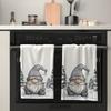 2pcs Christmas Gnome Kitchen Towels - Extra Soft Microfiber, Cute Cartoon Gnome Art with Winter Hat & Snowy Trees Design