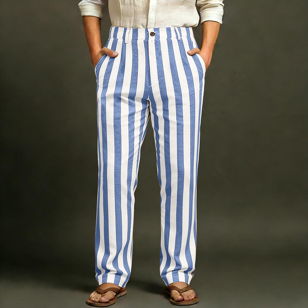 Men's Sporty Casual Striped Elastic Waist Straight Leg Pants