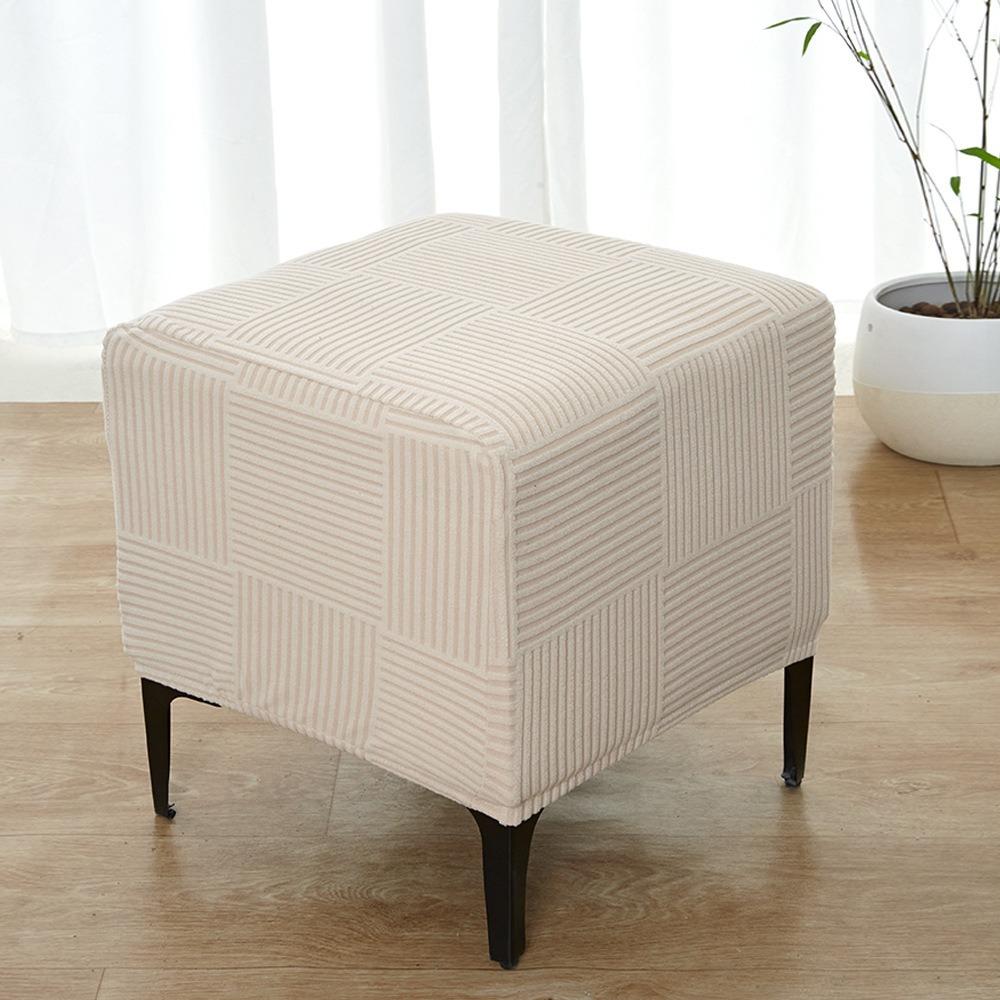 Jacquard Velvet Square Footstool Cover Square Shaped Solid Color Ottoman Dust Protector Soft Wear Resistant Footrest Cloth Cover