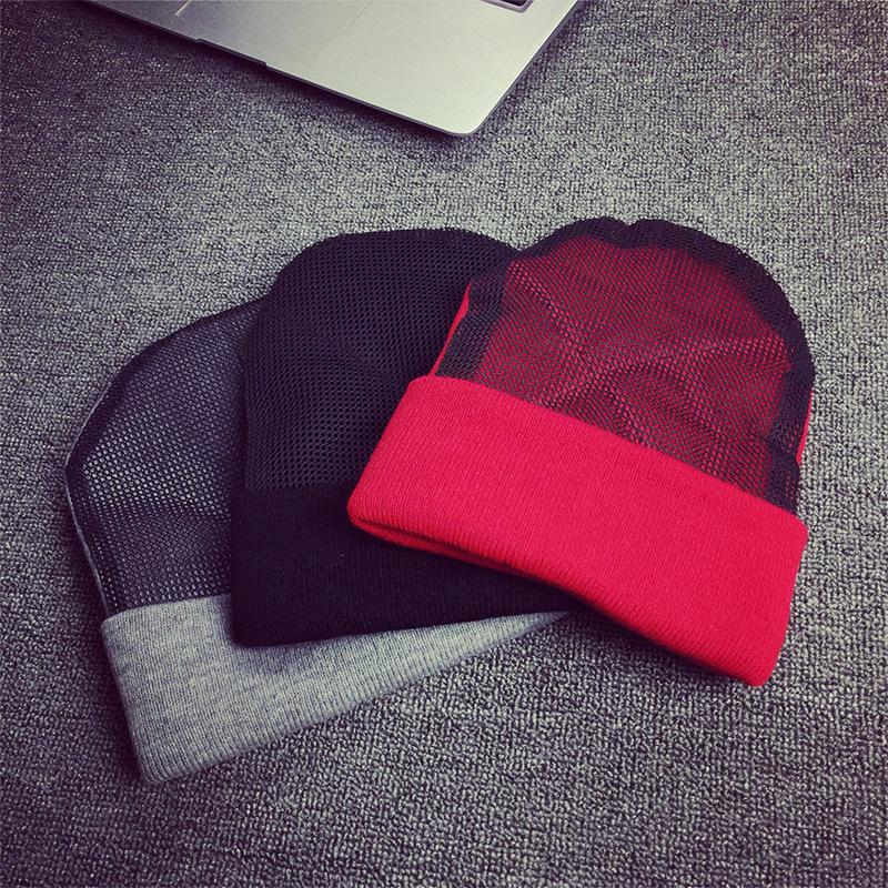 Head-Turning Wool Knit Beanie with Wear-Resistant Mesh for Autumn/Winter Hip Hop Street Dance