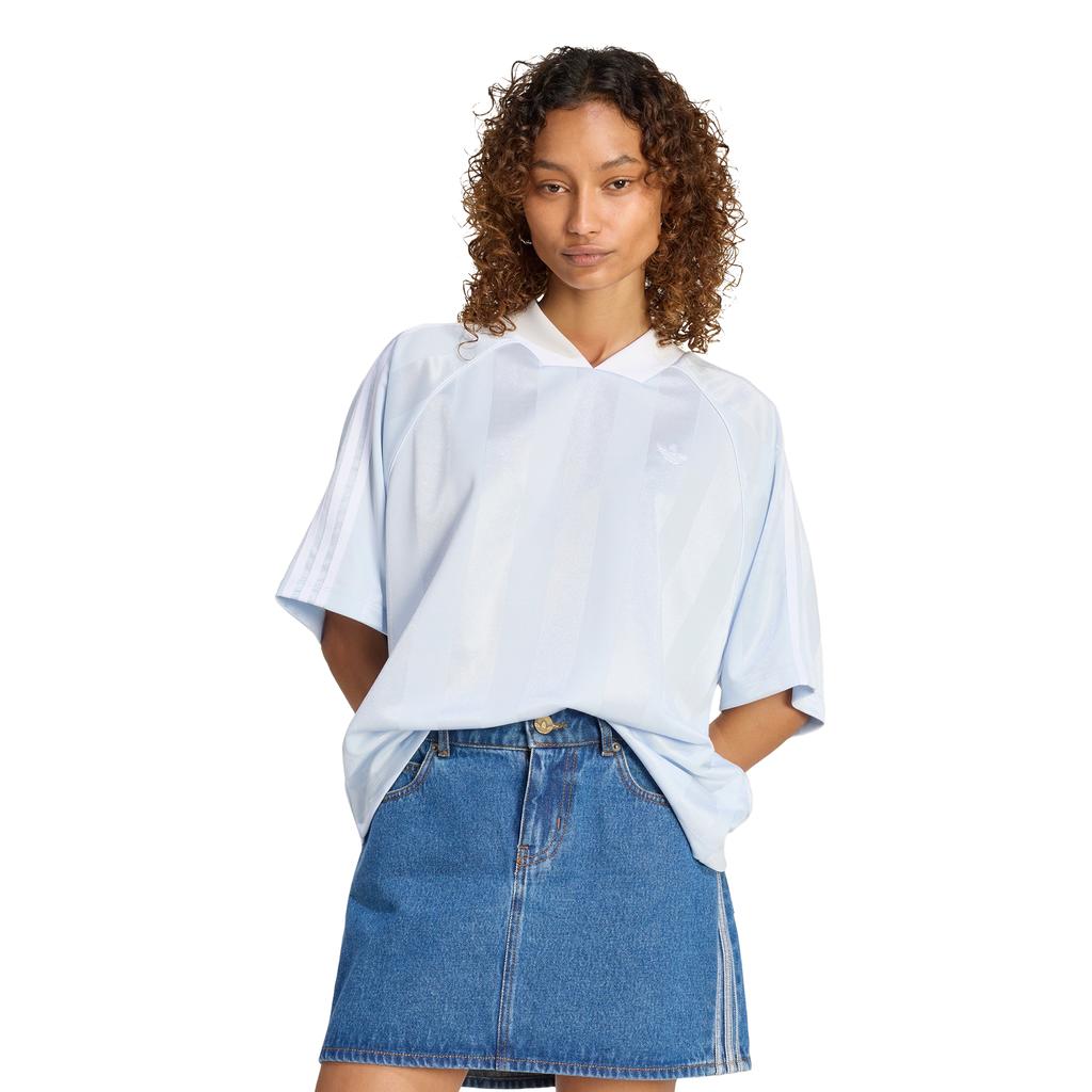 ADIDAS 3-Stripe Jacquard T-Shirt - Crystal Sky:White / Kg3712
