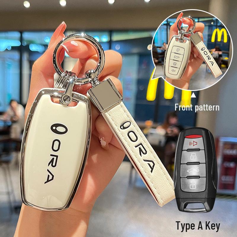 Black Cat Key Cover for Great Wall Euler Good Cat, Lightning Cat, White Cat, Ballet Cat. TPU Protective Shell with Full Coverage Buckle.