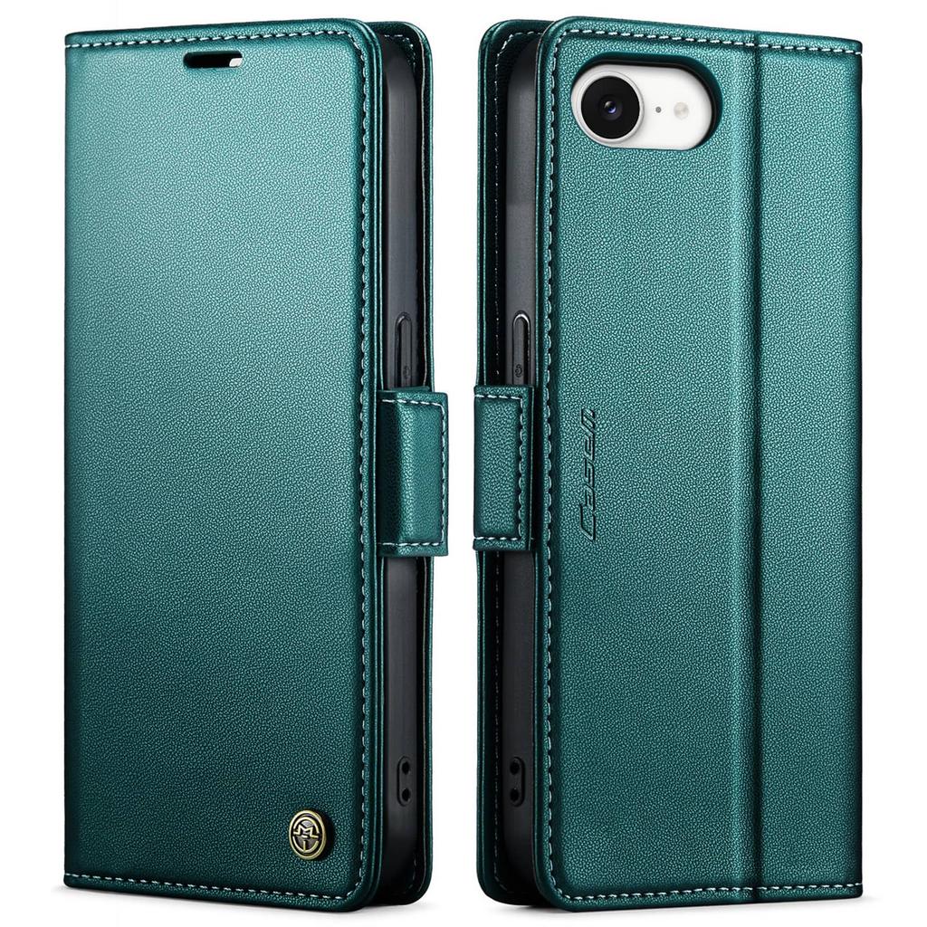 For iPhone 17e/16e Case With Card Holder, Wallet Case with RFID Blocking, Durable Leather Kickstand Magnetic Clasp Shockproof