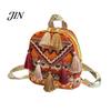Shoulder Pressure Relief Bag Ethnic Jacquard Backpack, Colorful Small Backpack with Tassels, Geometric Tassel Decoration Straps, Boho Crossbody Purse