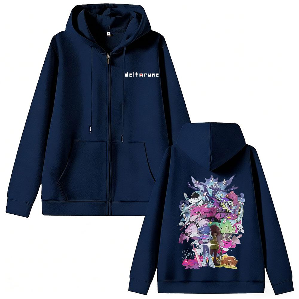 Juego Deltarune Noelle Holiday Ralsei Susie Kris Sudadera con Cremallera Hombre Mujer Otaku Humor Chaqueta Oversize Sudaderas