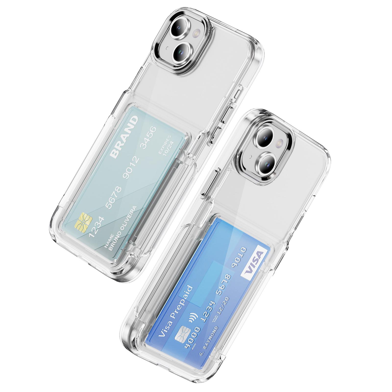 

For iPhone 13/14 Case TPU + Acrylic Phone Cover with Card Holder Kickstand D