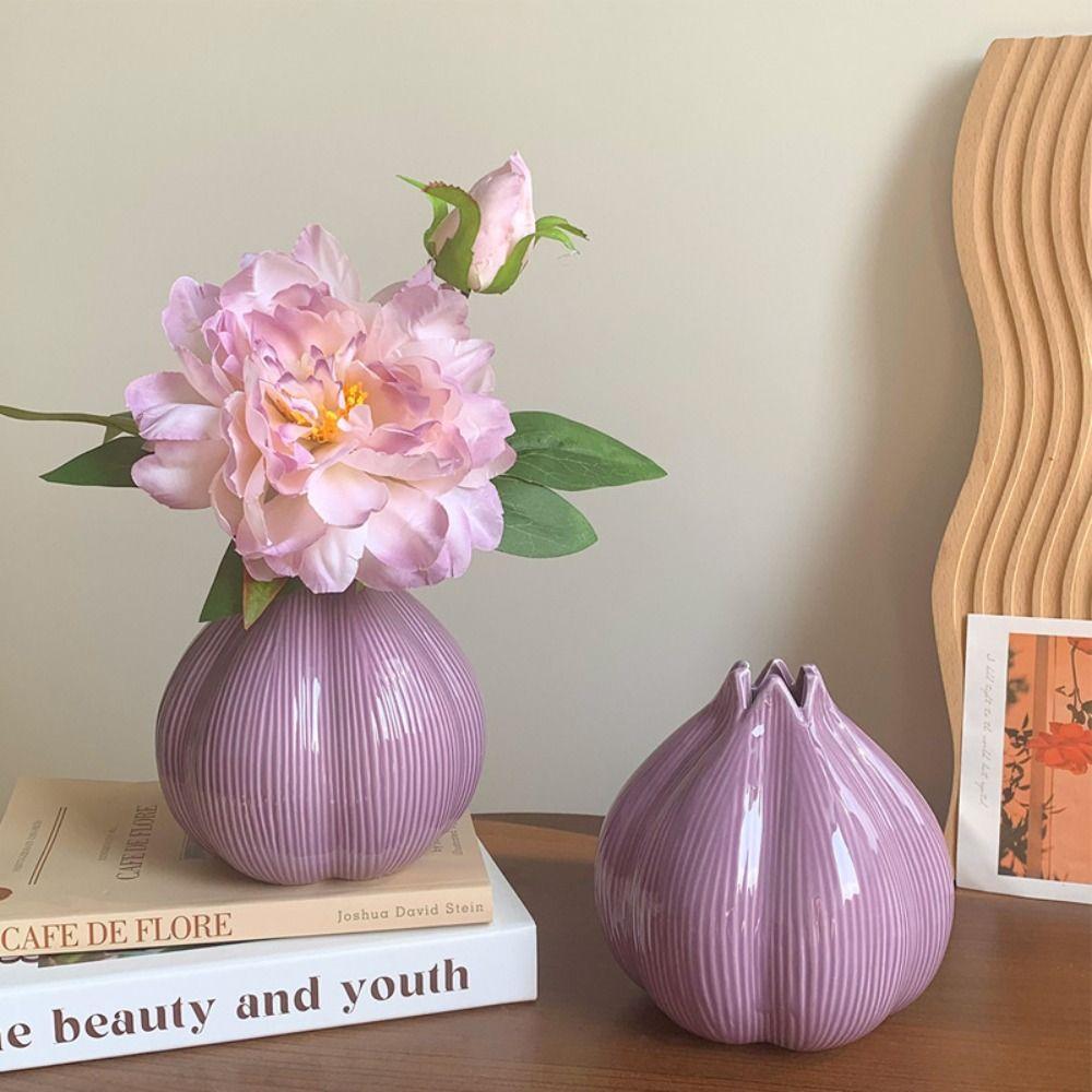Modern Onion Ceramic Vase Minimalist Flower Pot Creative Garlic Shape Vase  Dried Flower