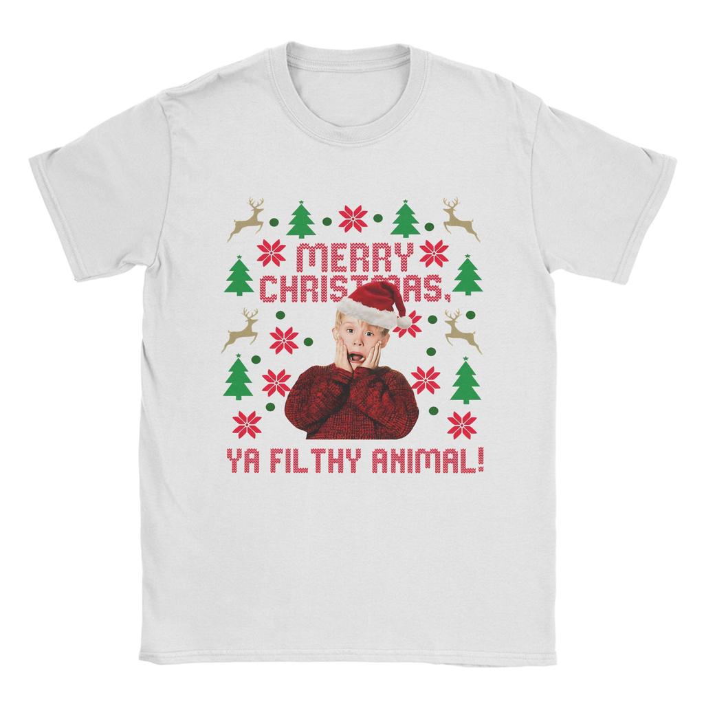 Merry Christmas Ya Filthy Animal Kevin Home Alone Men T Shirt Merry Christmas Tee Crewneck TShirt 100 Cotton Summer Clothes