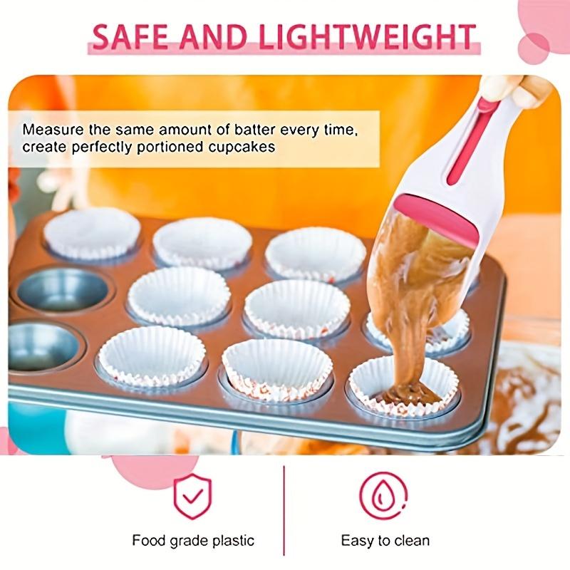 1pc BPA-Free Cupcake Scoop - Measuring Batter Dispenser with Pink Accents, Dishwasher Safe, Drip-Free Baking for Clean Counters, Perfect for Baking
