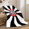 Black and white radial stripes with a detailed red and white emblem. for all seasons blanket lunch break throw gift