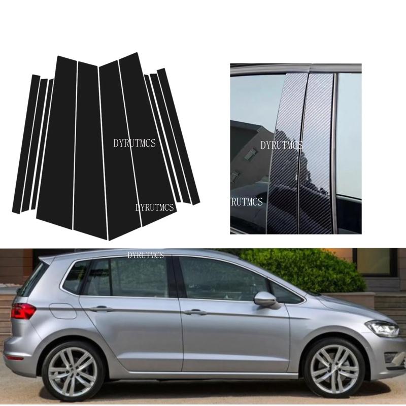 Glossy Black Pillar Post Fit For VW Golf Sportsvan 2016-2021 2017 2018 2019 Carbon Fiber Window Door Deal B CCover Sticker