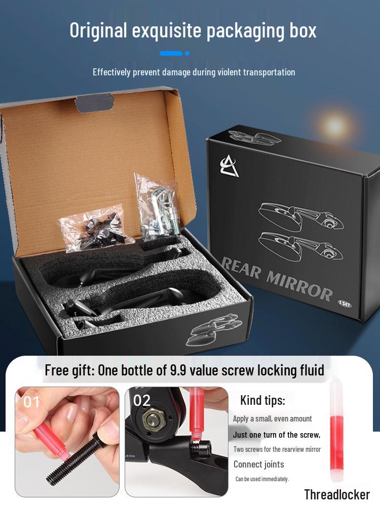 AOS4 Rearview Mirror for Niu Nine E-Bike & Scooter - Modified Reflective with Blue-Purple Light.