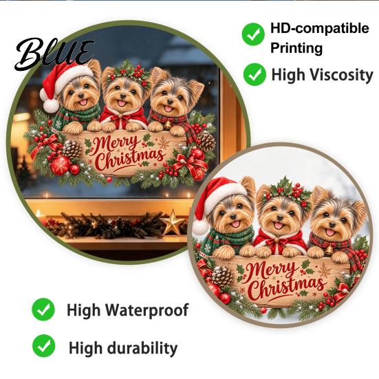 DIY Festive Displays Yorkshire Terrier Christmas Window Clings Yorkie Static Glass Sticker for Holiday Decorations Decorations Removable PVC