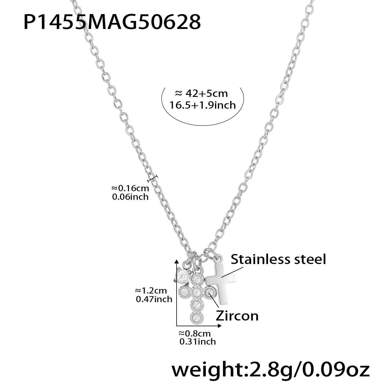 18K Gold-Plated Double Layer Zircon Cross Necklace - Personalized, Stackable, Colorfast Design.
