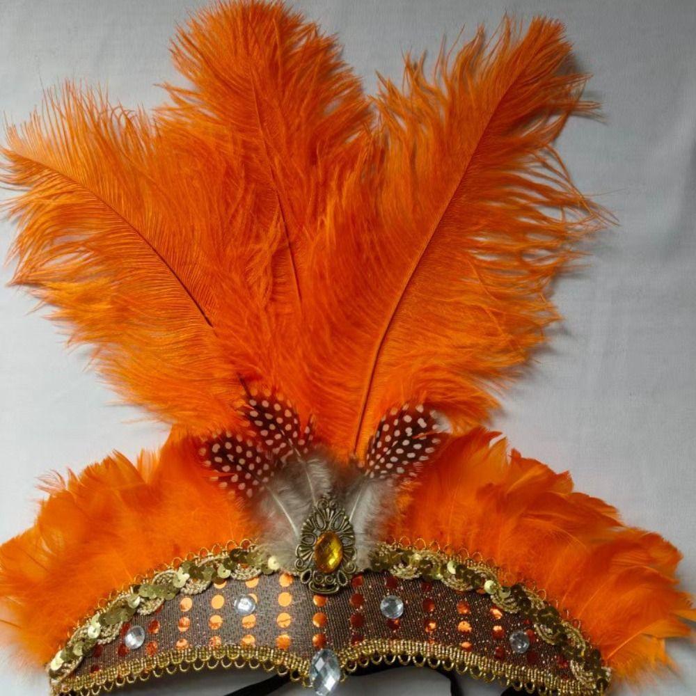 Exquisite Sequin Feather Headband Vintage Masquerade Hair Band  Dance Show