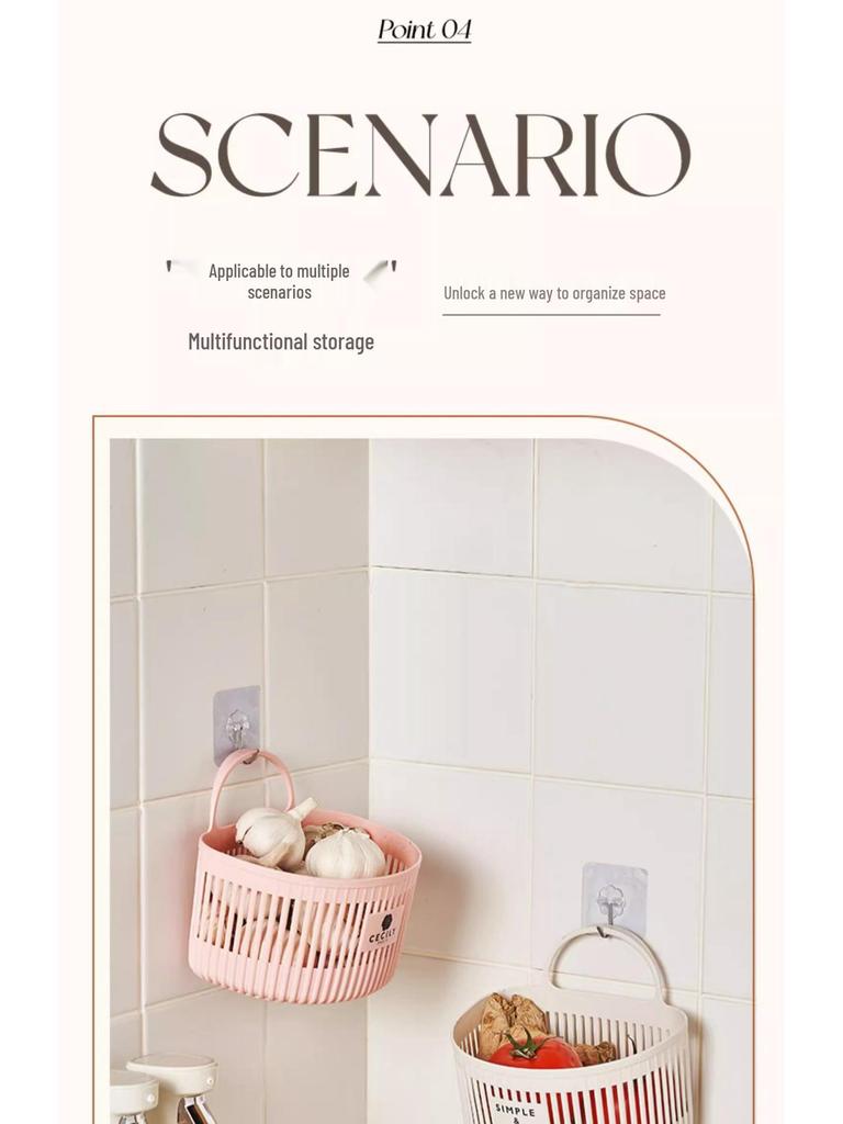 Wall-Mounted Hanging Storage Basket for Kitchen and Bathroom