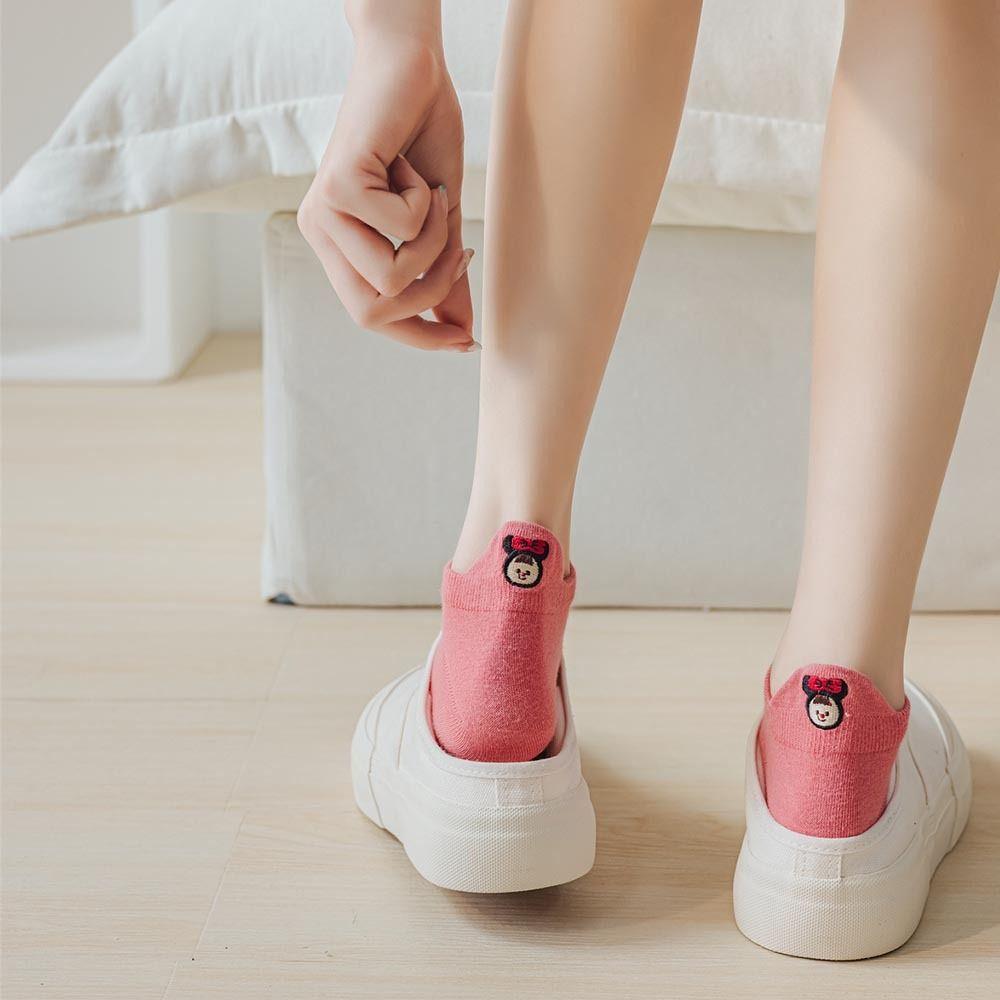 

Retro Breathable Solid Color Embroidery Socks Harajuku Women s Cotton Socks Casual Short Socks