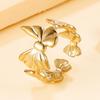 Fashionable Stainless Steel Metal Bow Ring for Women – Versatile Open Academy Style Jewelry