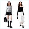 MJ STYLE Asymmetric Neck Long Sleeve T-Shirt
