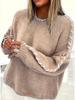 Women's Loose Casual Solid Color Round Neck Pullover with Drawstring Design – Slimming Long Sleeve Knit Sweater
