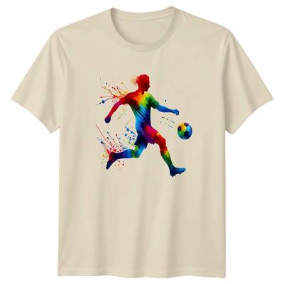 Dynamic Rainbow Soccer Player Art TShirt Watercolor Sport Soccer Birthday