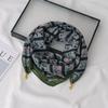 Women's 65" Silk Square Scarf with Magnetic Buckle – Autumn/Winter Print, Fashionable & Versatile Triangle Snood