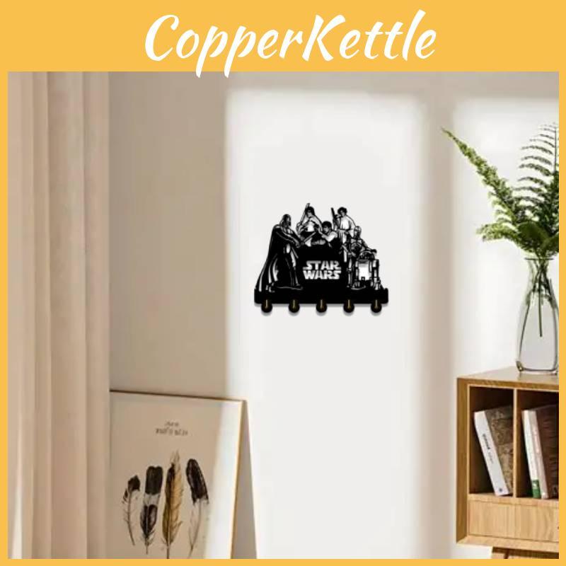 With 5 Hooks Strong Adhesive Sticker Solid Wood Hooks Walls Bathroom