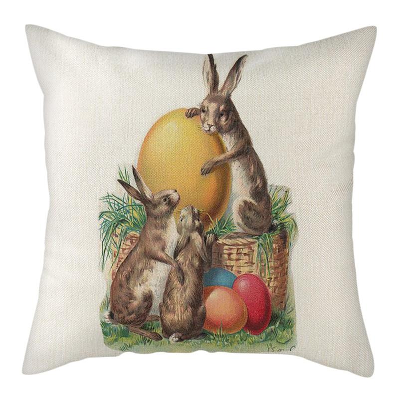 Husă de pernă din in bej Husă de pernă cu model iepure gri pentru scaun de acasă canapea și fete de pernă decorative pentru mașină 45x45cm