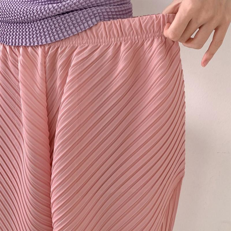 Shop   Women Tricot Diagonal Pleats Baggy Pants Mocha Ble Wpt 3106
