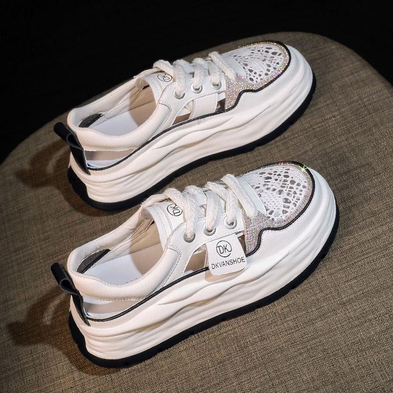 

New summer thick-soled inner height-increasing sandals women s bag head little white women s shoes breathable sports and leisure board shoes 40