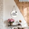 2D Flat Aluminum Graduation-themed Wall Hangings Available in Multiple Sizes Featuring A Simple Black and Gold "Happy Graduation" Design Are A