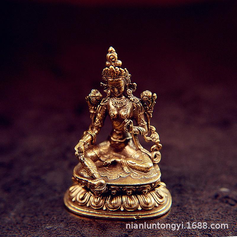 Brass Green Tara Buddha Statue Decorative Figurine Handcrafted Lost Wax Casting Ethnic Home Decor Green Tara Buddha Statue