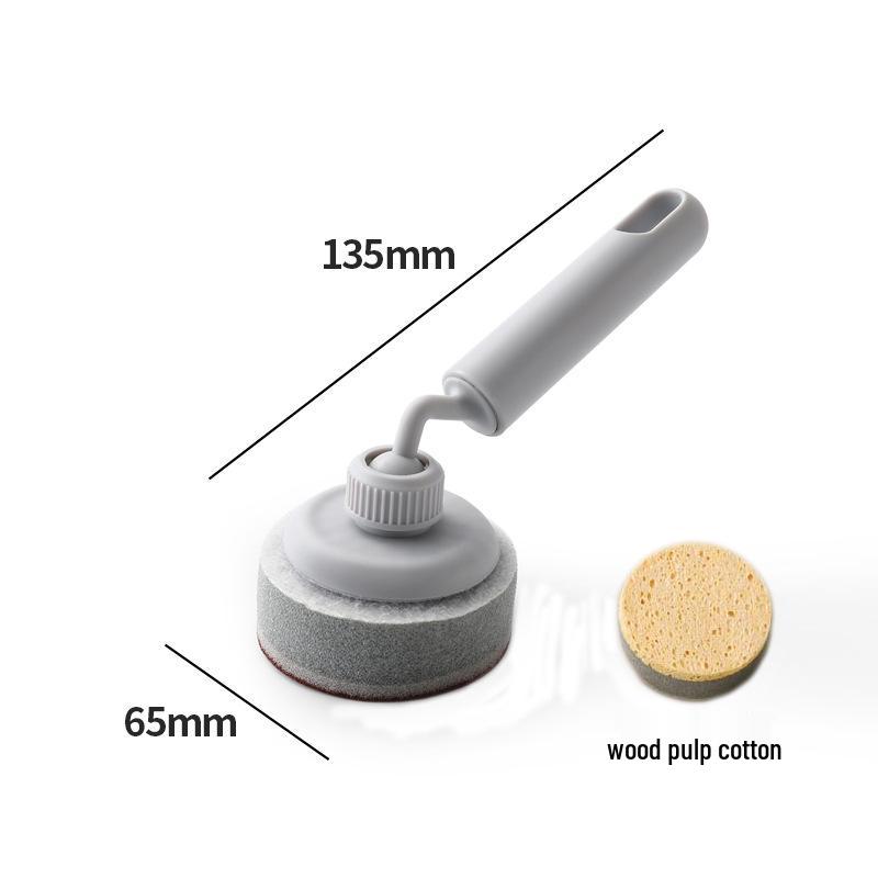 Non-stick Pan Cleaning Brush - Long Handle, Non-Damaging Scrubbing Sponge for Pots and Dishes