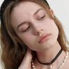 LOVE ME MONSTER Pearl Charm Sheer Ribbon Choker (L241MNK040)