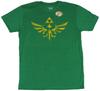 Legend of Zelda Adult New T-Shirt Distressed Winged Triforce Yellow Print