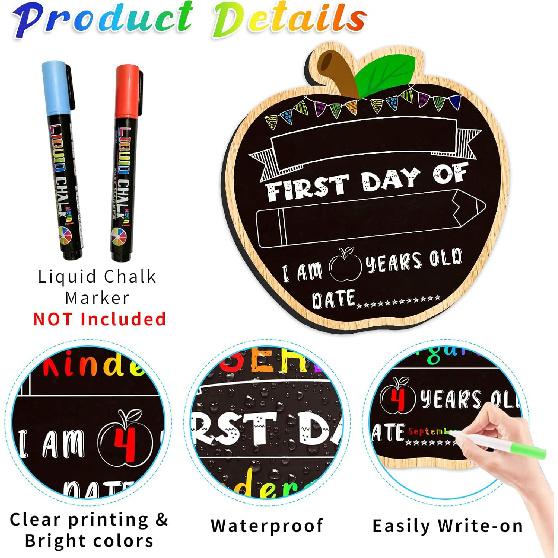 First & Last Day of School Chalkboard Sign - Double-Sided Back to School Board Sign for Kids Reble 1st Day of Preschool Pre-K Kindergarten Gifts for