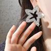 Women's Cubic Star Giant Earrings [Silver Needle]